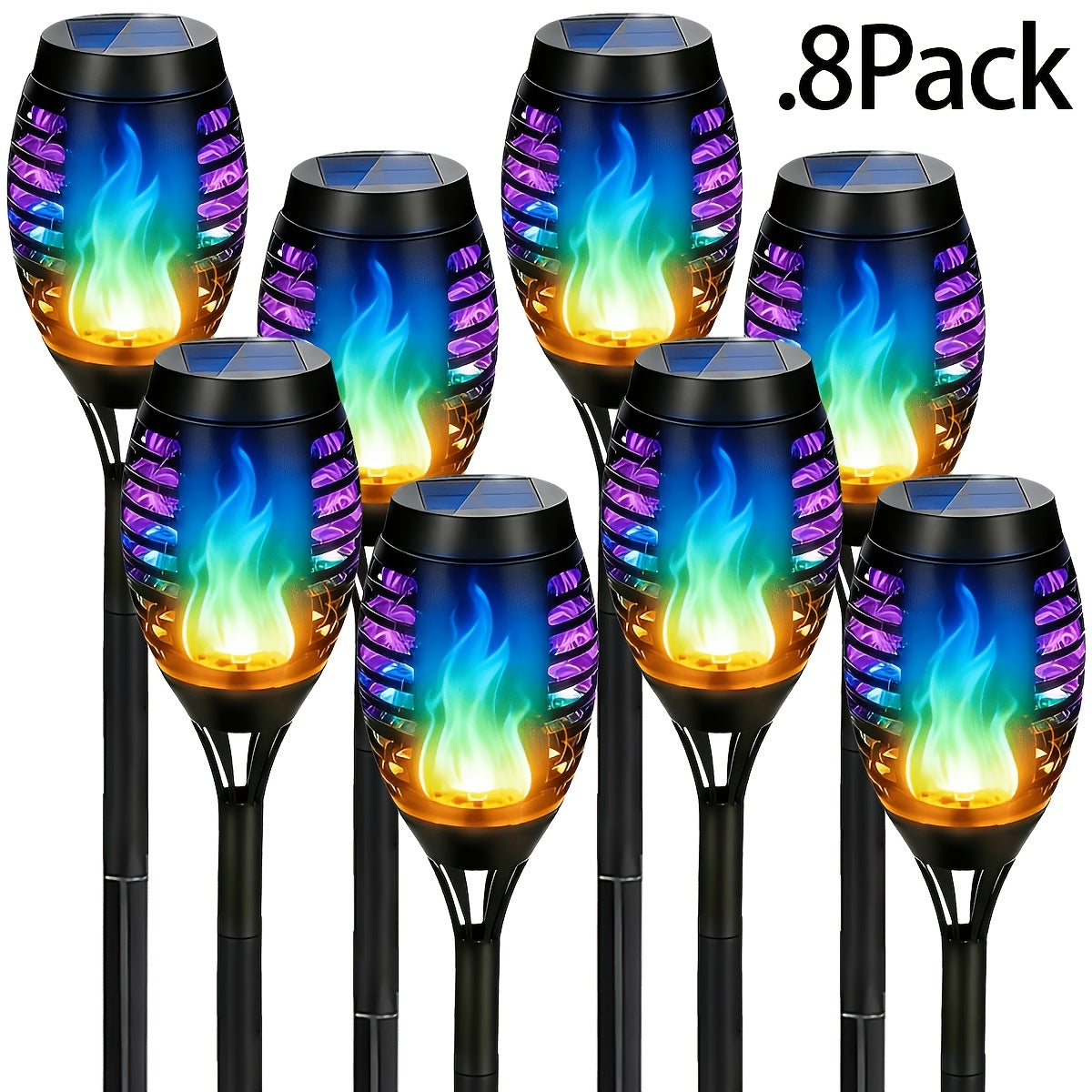16 8pcs solar torch lights smart light control