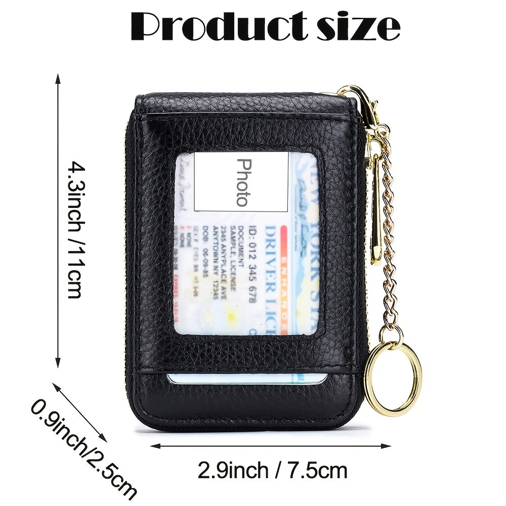 women rfid credit card holder wallet keychain id window