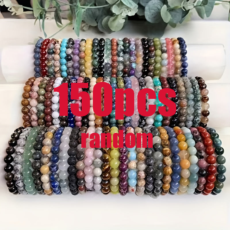 150pcs color random glass beaded bracelet unisex elastic