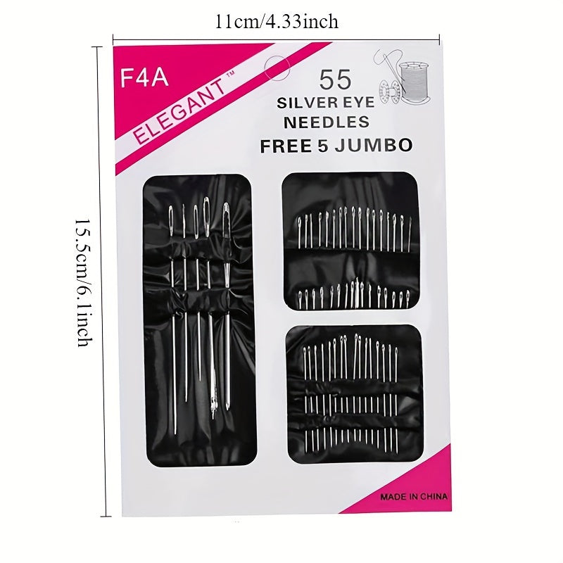 55pcs stainless   sewing needles set