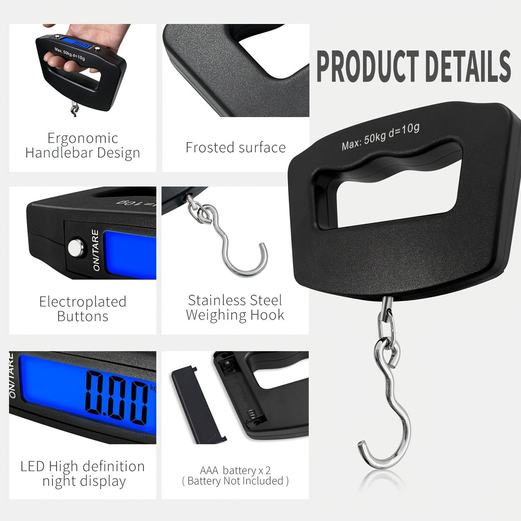 1pc 110 lbs 50 kg digital hand luggage hanging scale