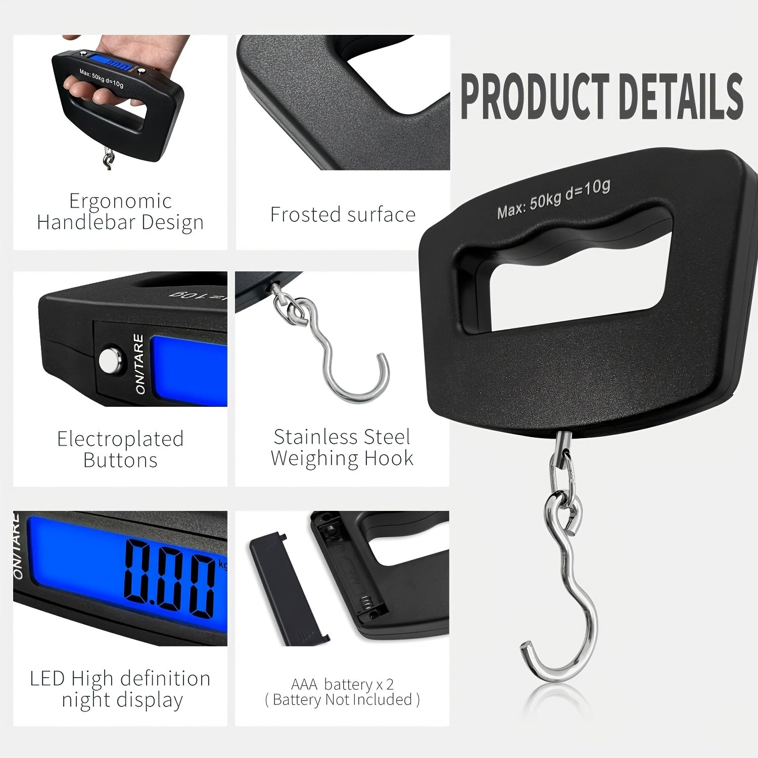 1pc 110 lbs 50 kg digital hand luggage hanging scale
