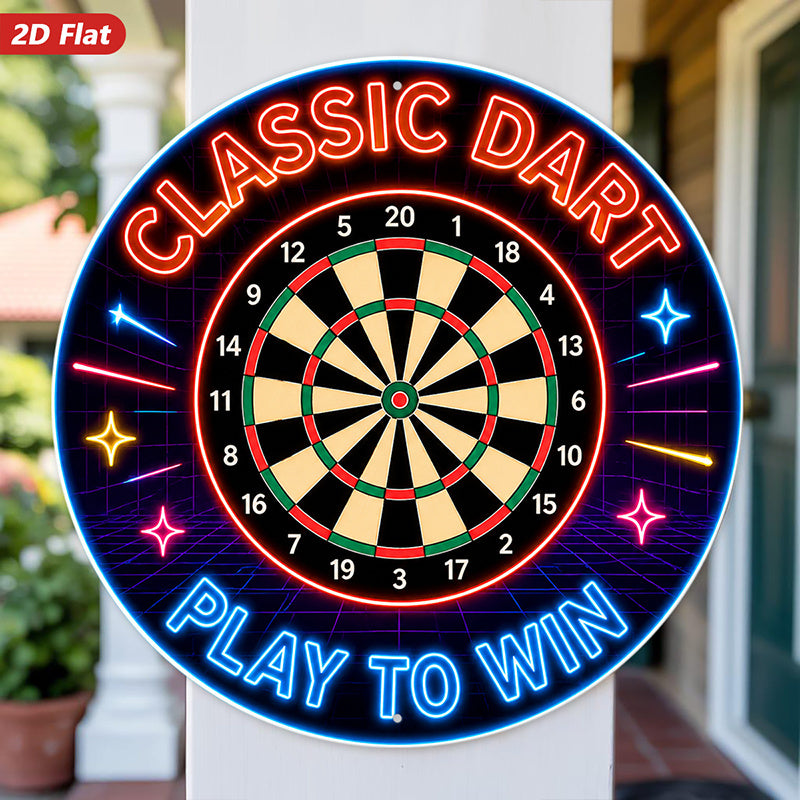 2d flat 1pc retro   game wall sign round dartboard