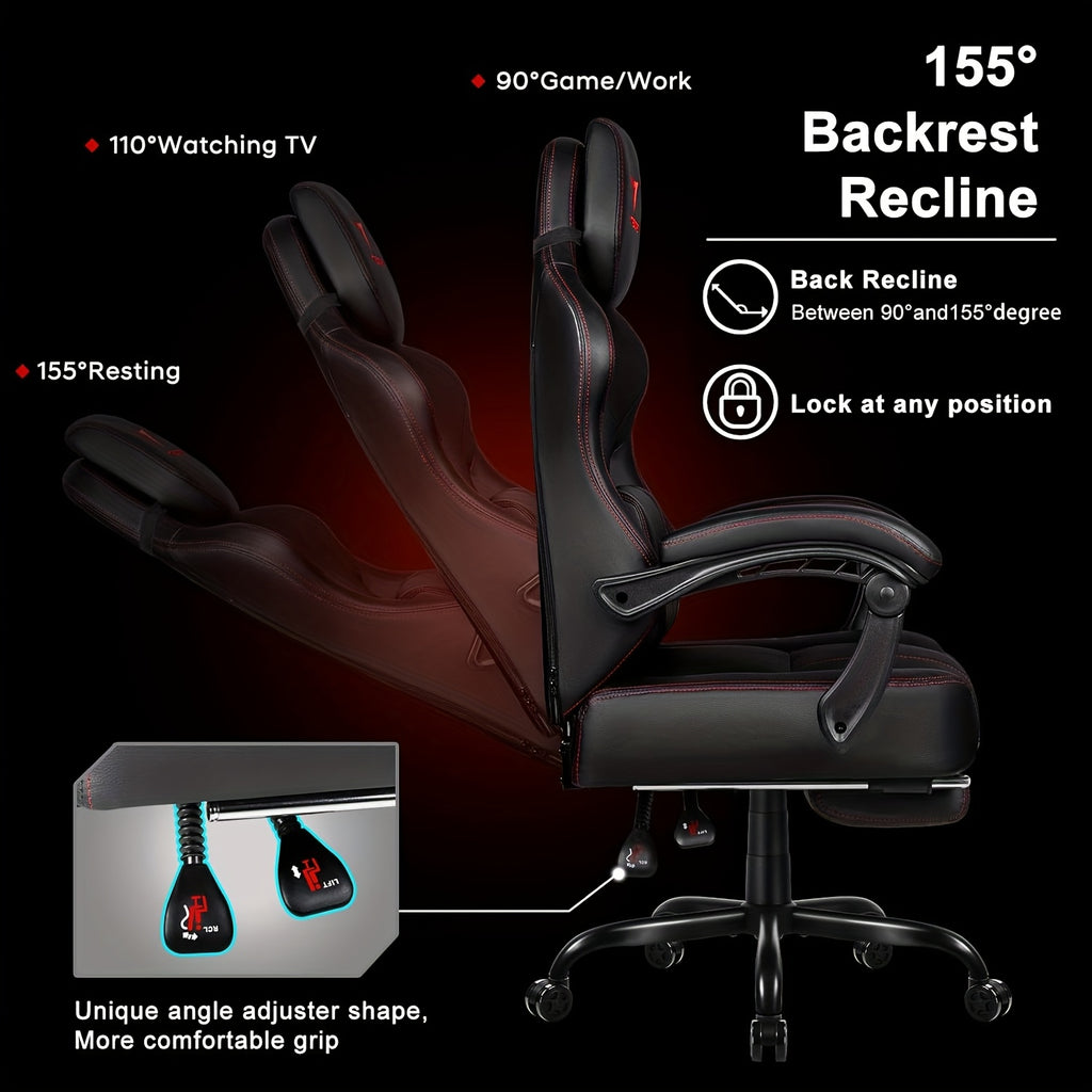 big tall gaming chair 400lb weight capacity footrest