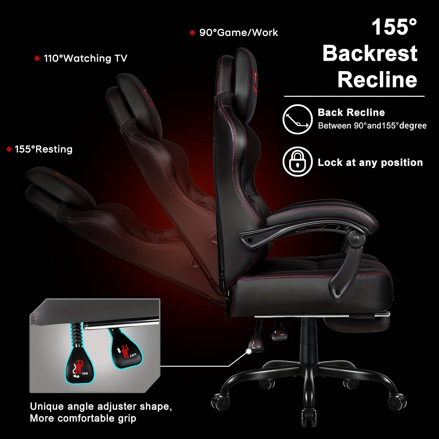 big tall gaming chair 400lb weight capacity footrest