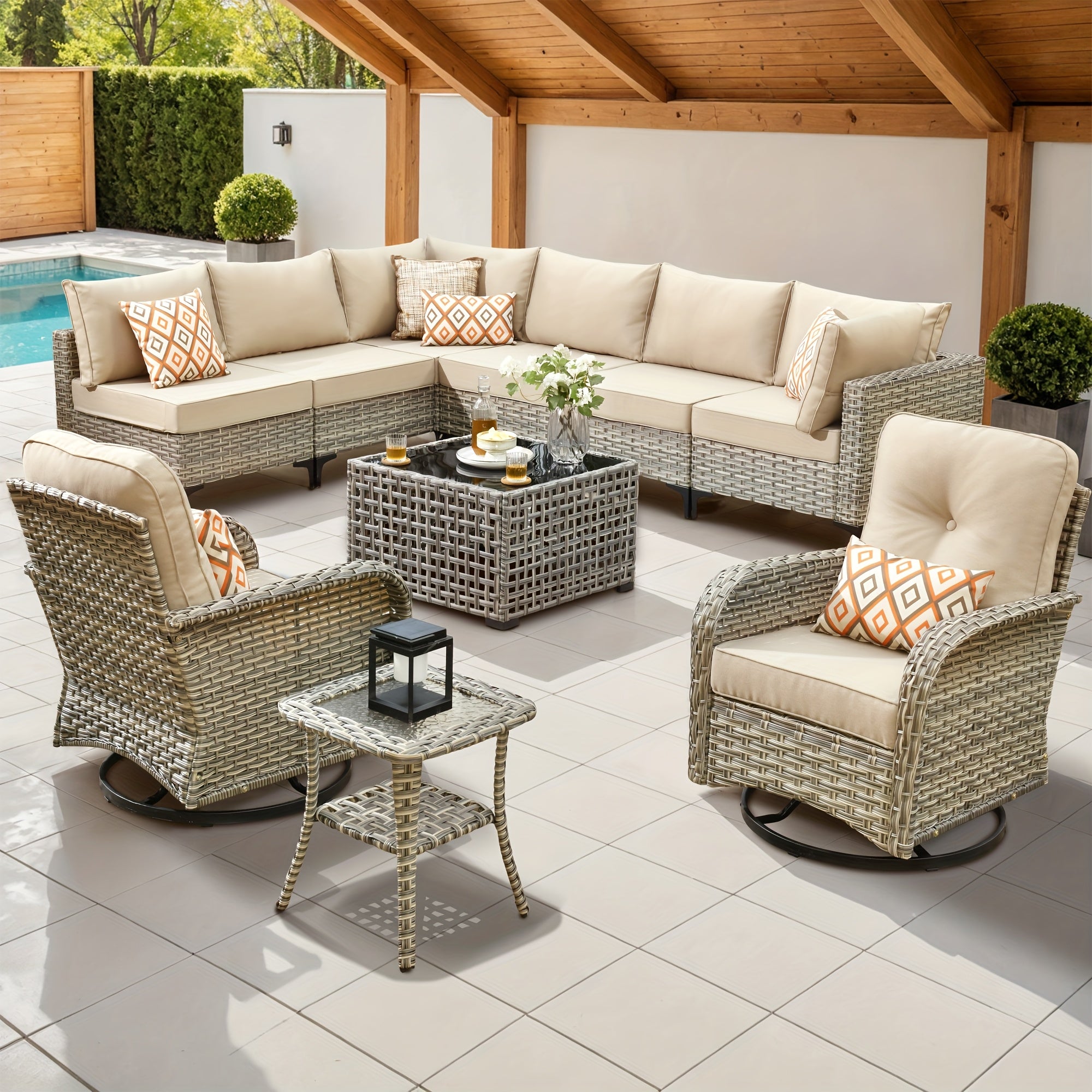2 3 5 8 10pcs deep seat outdoor patio furniture set outside
