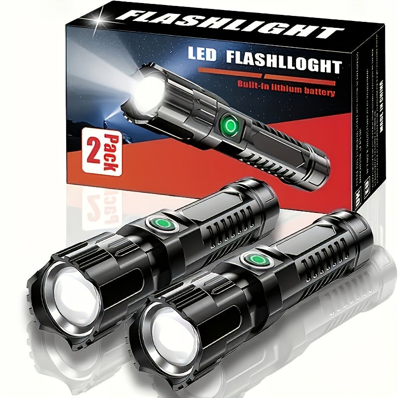 2 high power zoom flashlights outdoor multi functional