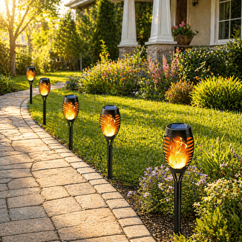 16 8pcs solar torch lights smart light control