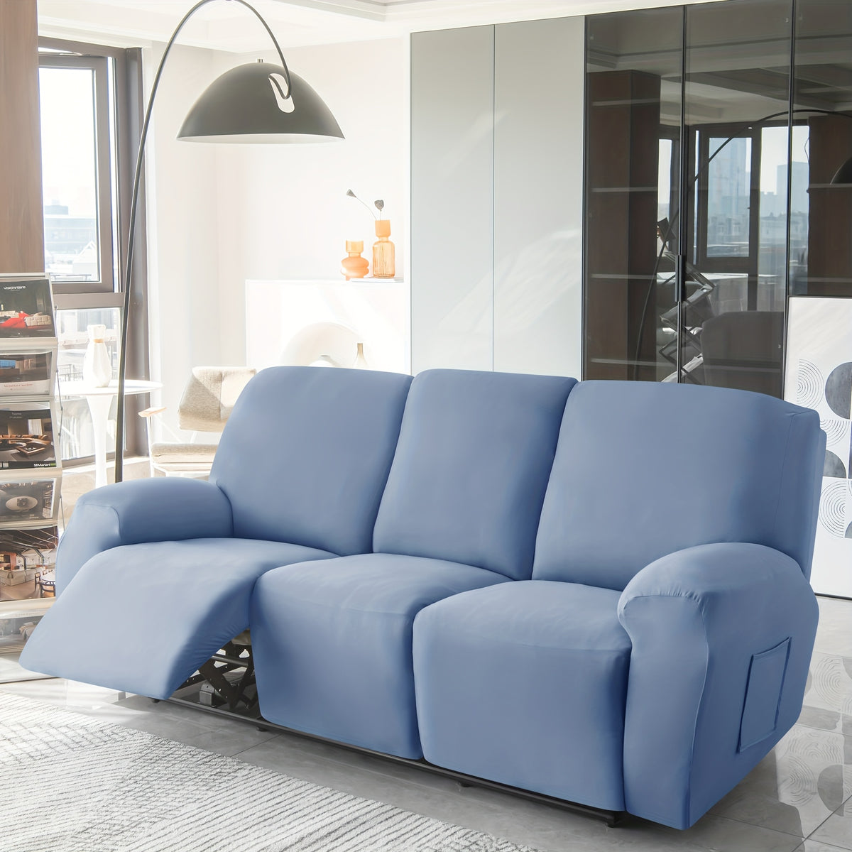 1 2 3 seater fiber fabric recliner sofa cover segmented