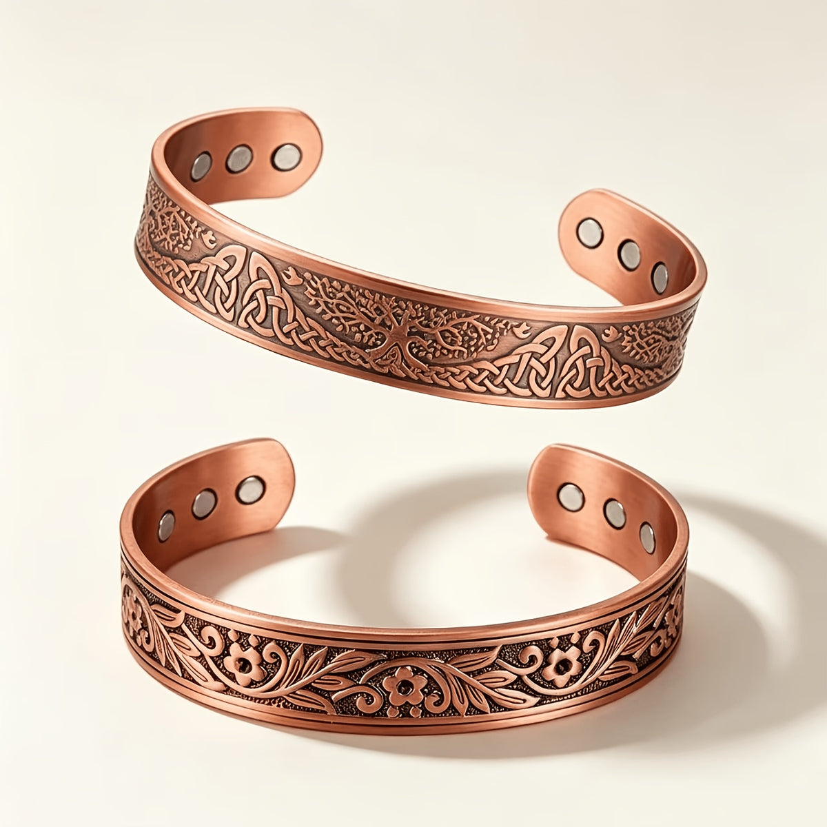 2pcs vintage red copper open end