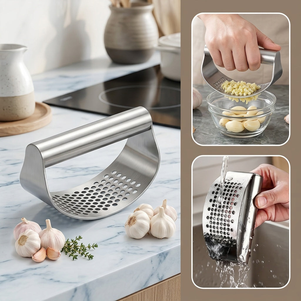 1 2 3pcs garlic press stainless steel garlic crusher