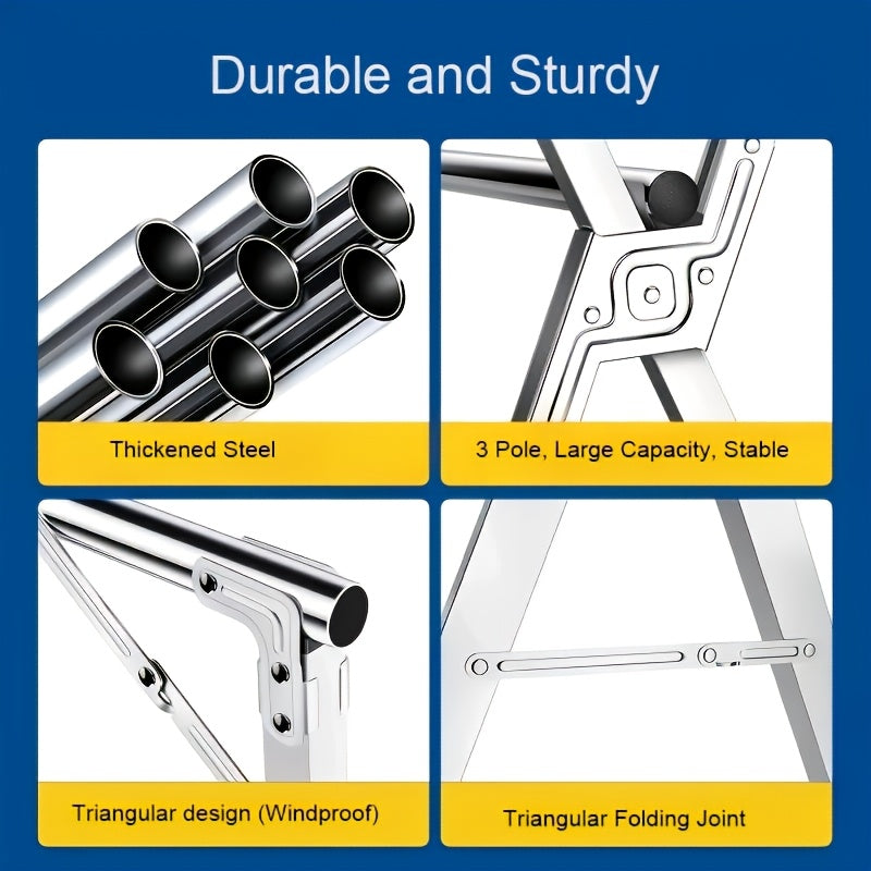three bar foldable clothes drying rack 63 78 7 95
