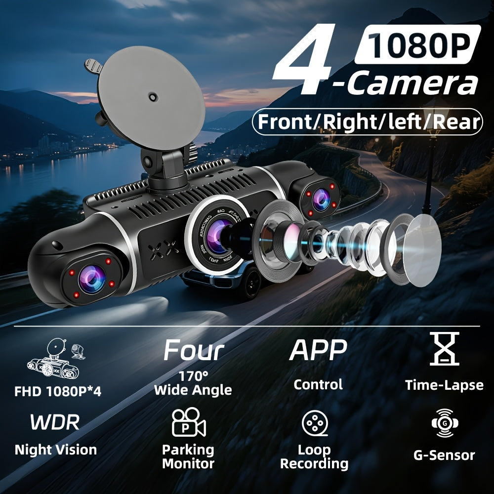 360 panoramic car dash cam fhd 1080p 4   0