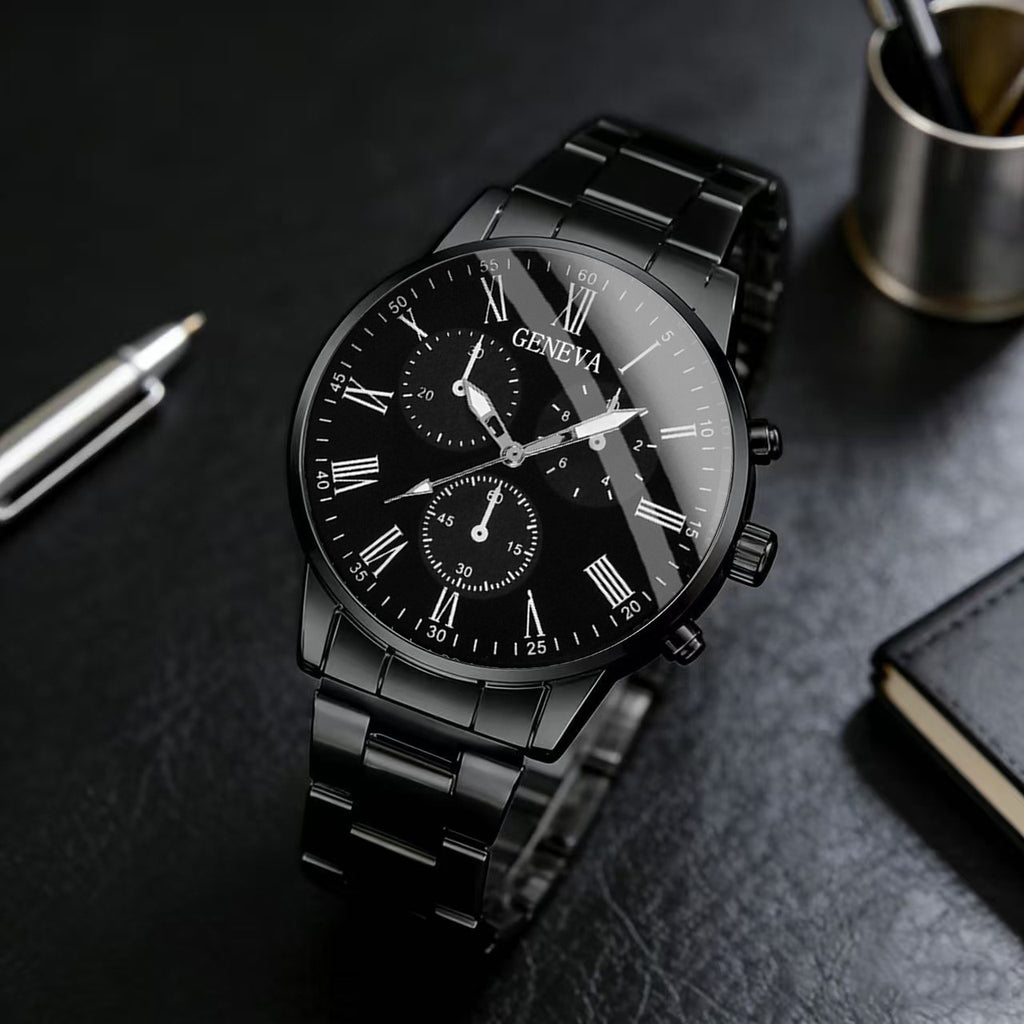 2pcs unisex fashion casual quartz watch combo set perfect