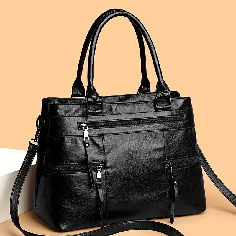 womens shoulder bag fashion solid color handbag multi layer