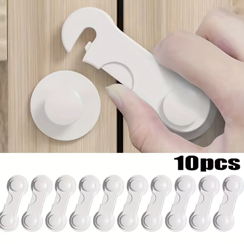 10pcs heavy duty white plastic safety lock set easy no tool