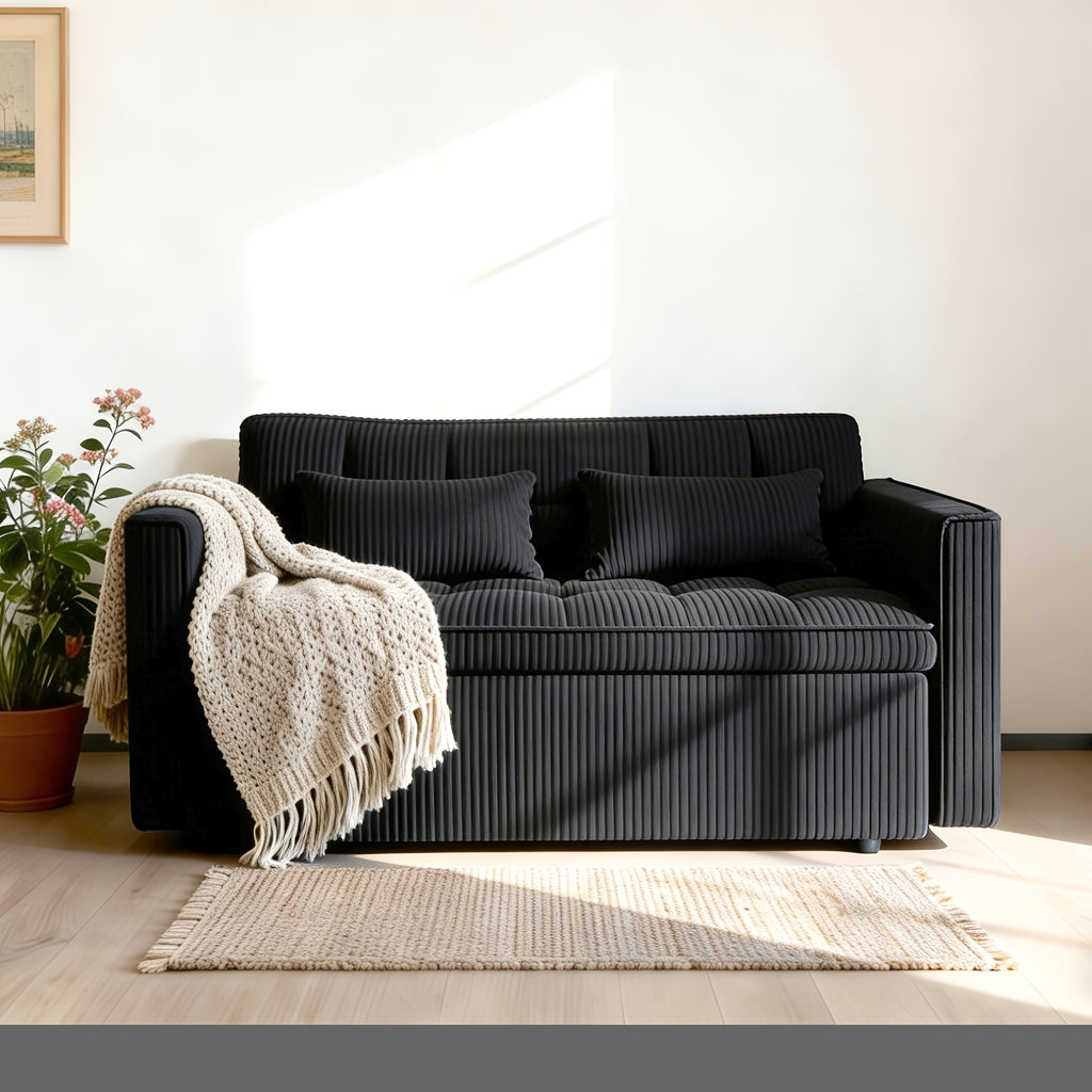 3 in 1 convertible sofa bed 54 inch striped velvet pull sofa