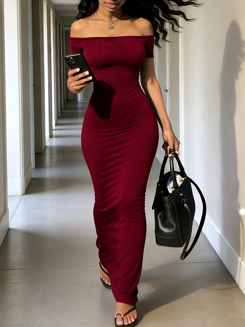 womens solid shoulder short sleeve dress women's clothing