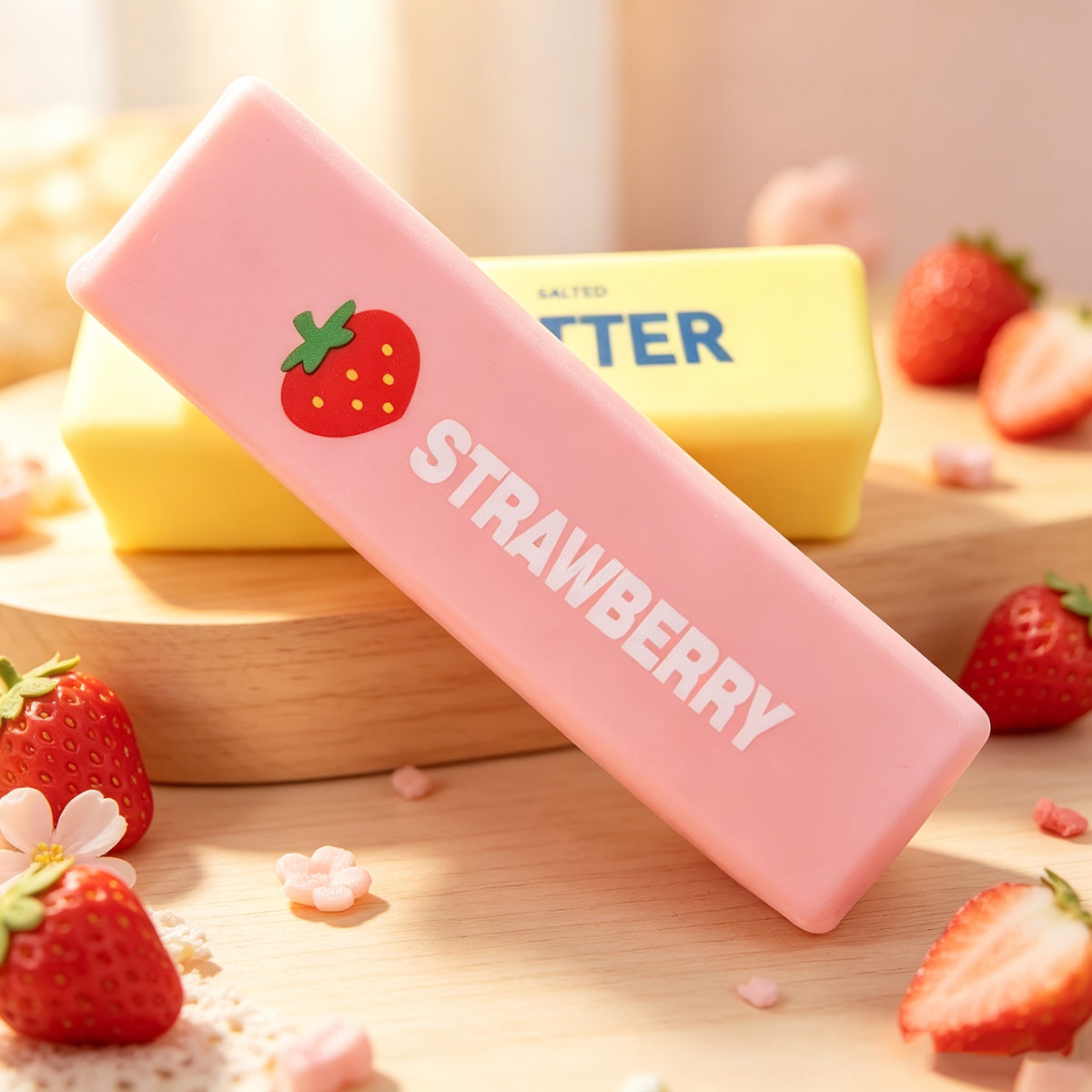 2pcs set yellow pink long rectangular erasers slow rebound