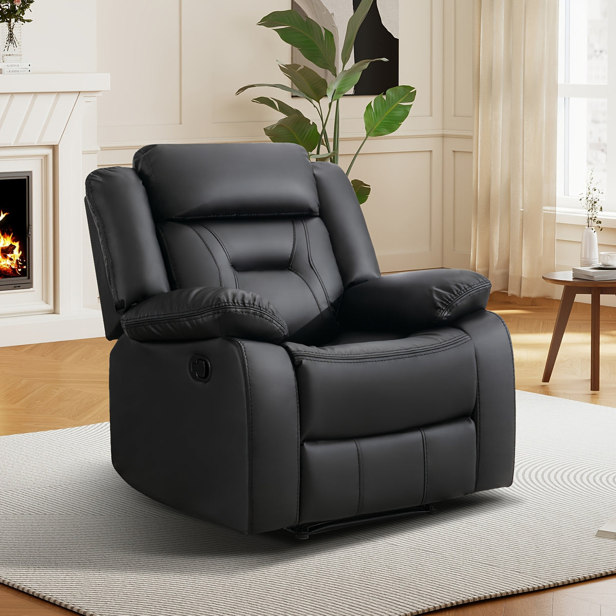 faux leather manual recliner set 3 seat sofa loveseat