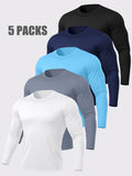 5pcs mens quick drying breathable long sleeve sports t