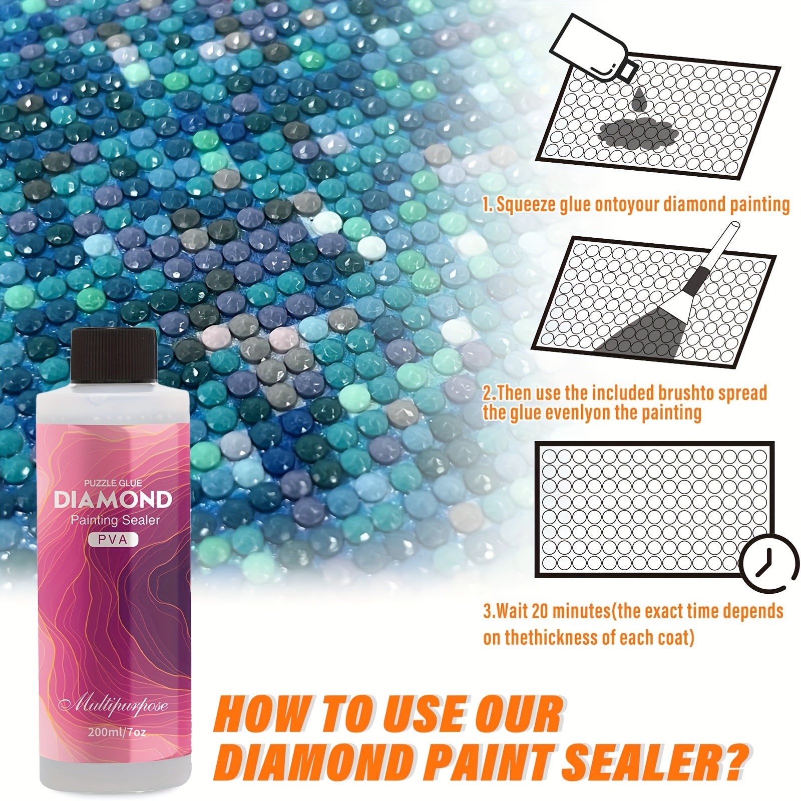 diamond painting sealer 60ml 200ml brush polyvinyl alcohol