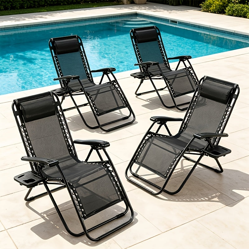 4pcs zero gravity lounge chairs foldable reclining outdoor
