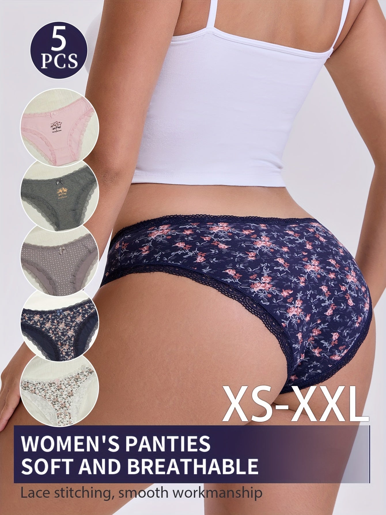 5pcs womens underwear soft breathable low   briefs