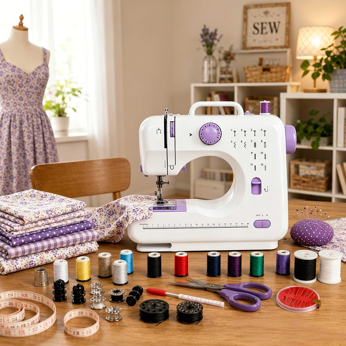 portable sewing machine beginners 12 stitches led light