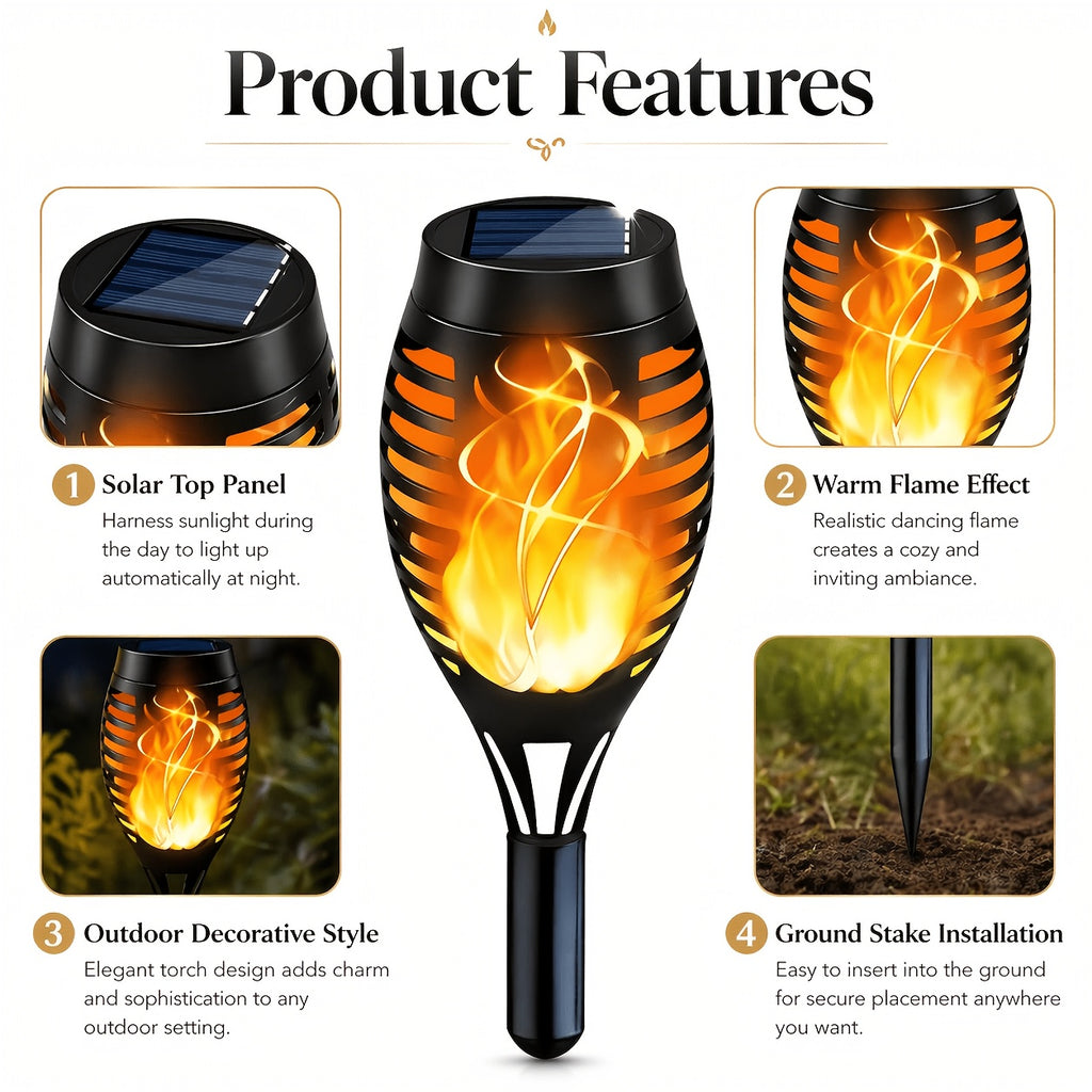 16 8pcs solar torch lights smart light control