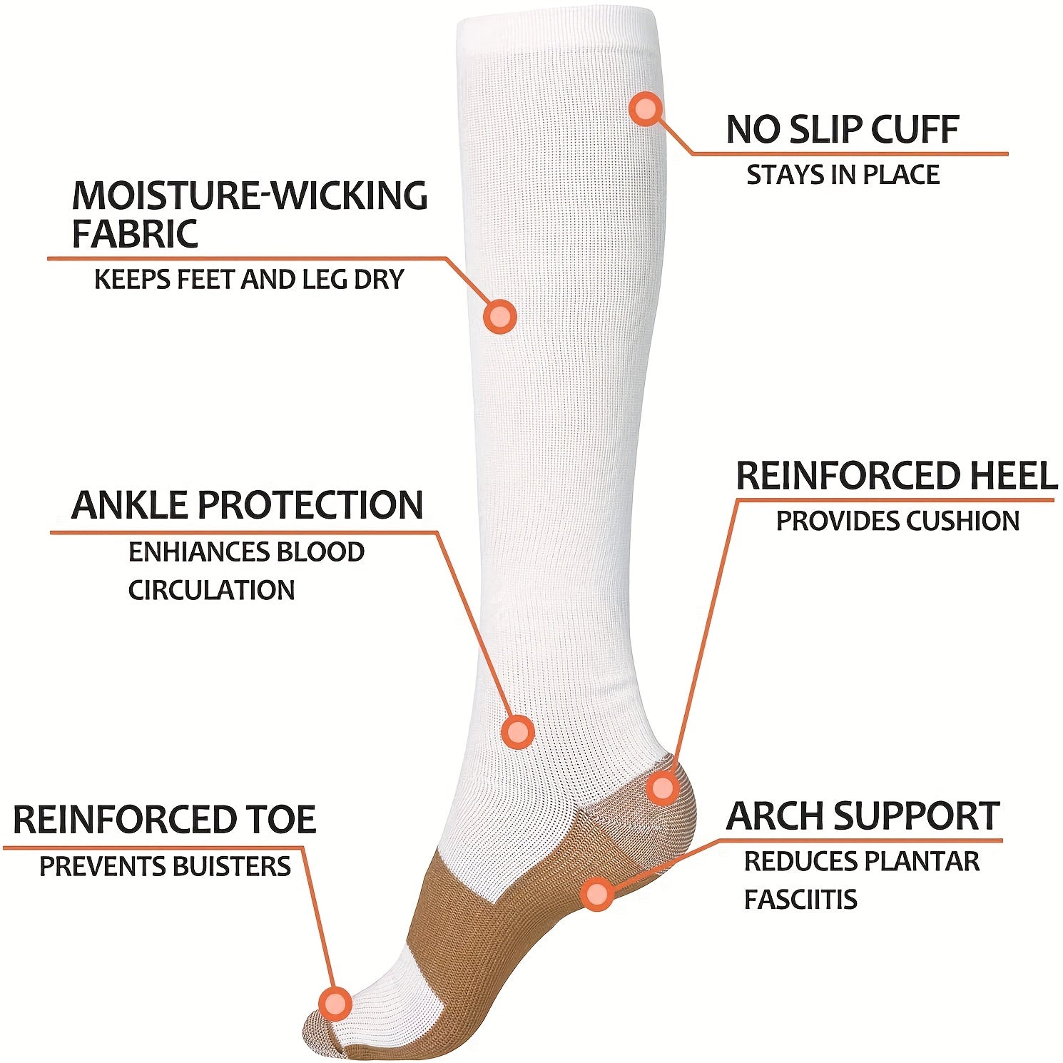 copper compression socks men women anti fatigue knee high