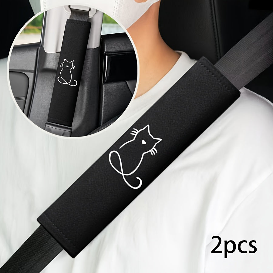 2pcs cat embroidery pattern car seat belt shoulder pads seat