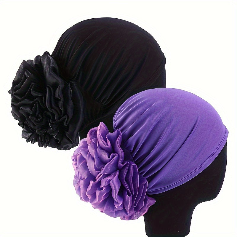 2pcs set womens large floral headscarf hat   turban hat