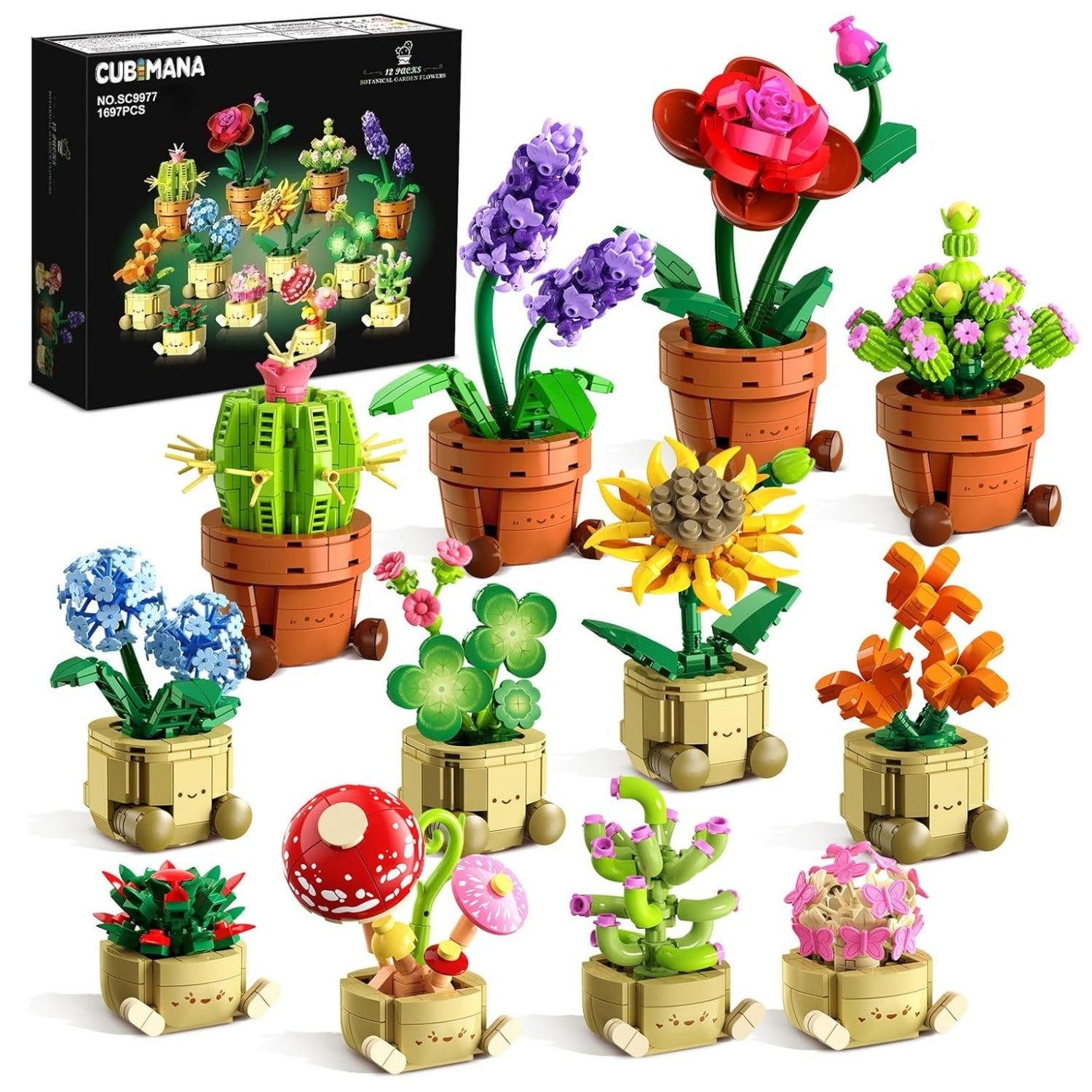 flowers plants mini building set   1697pcs botanical