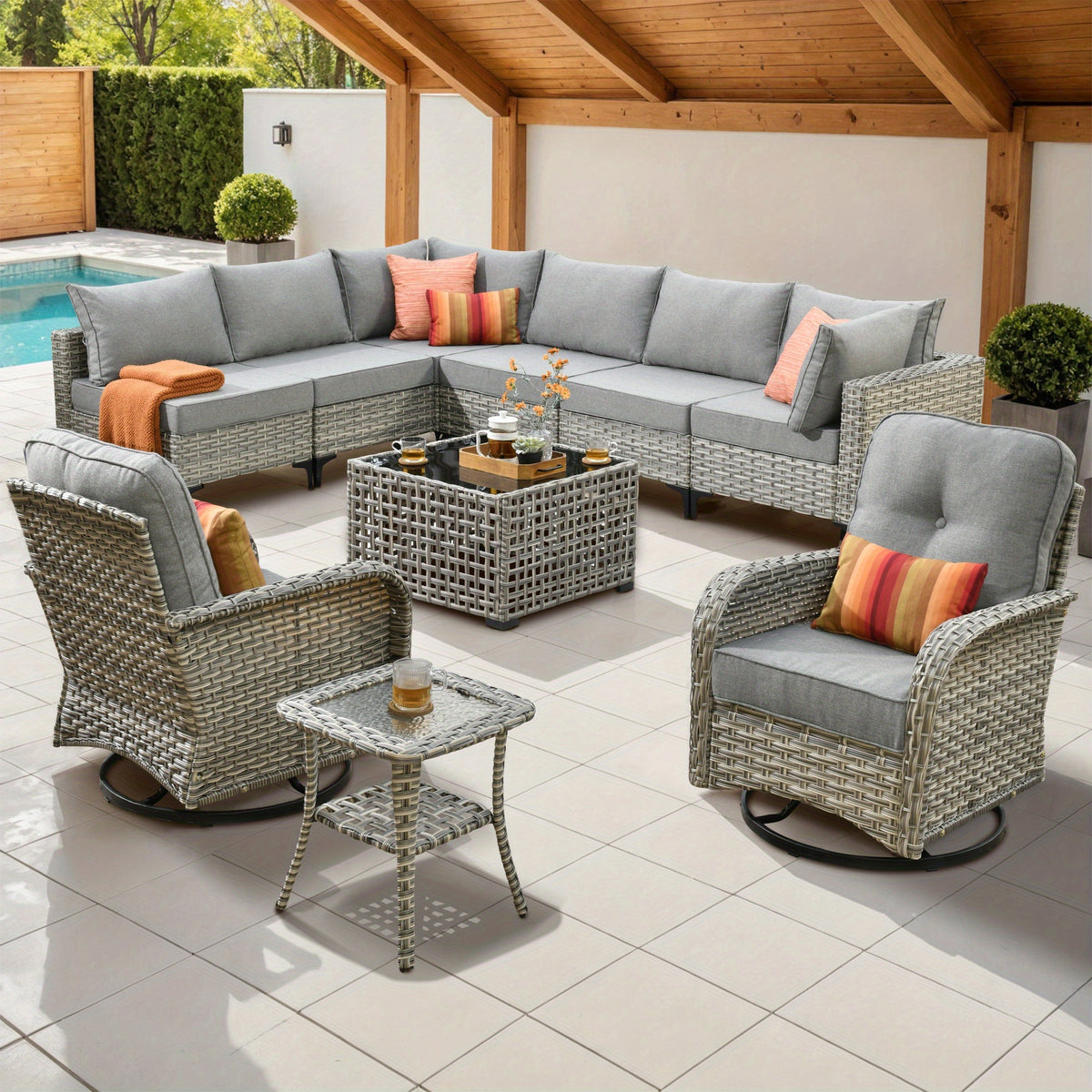 2 3 5 8 10pcs deep seat outdoor patio furniture set outside