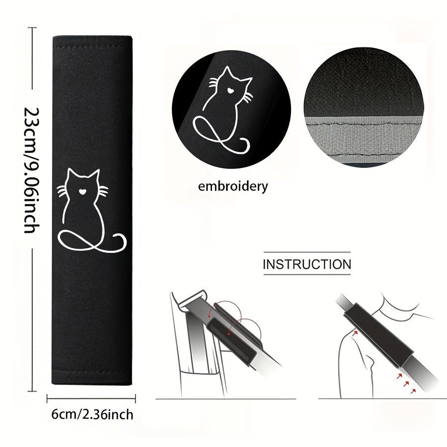 2pcs cat embroidery pattern car seat belt shoulder pads seat