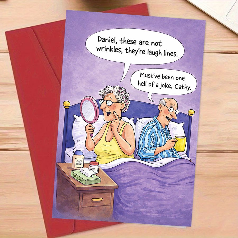 1 greeting card 1 envelope cartoon humorous greeting card