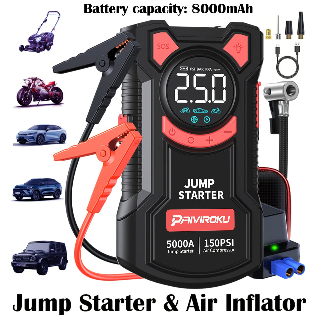 jump starter air compressor 5 in 1 function jump box 5000a