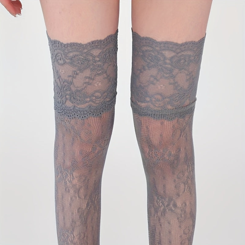 1 pair youth lace floral pattern tights thin long socks