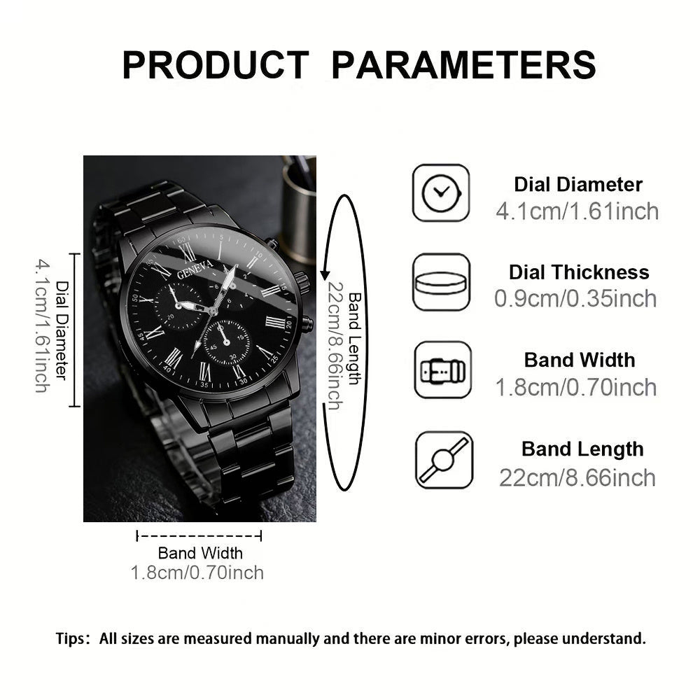2pcs unisex fashion casual quartz watch combo set perfect
