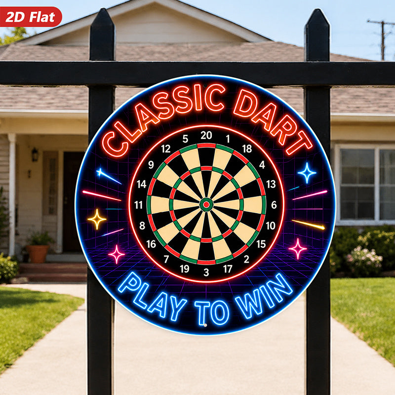 2d flat 1pc retro   game wall sign round dartboard