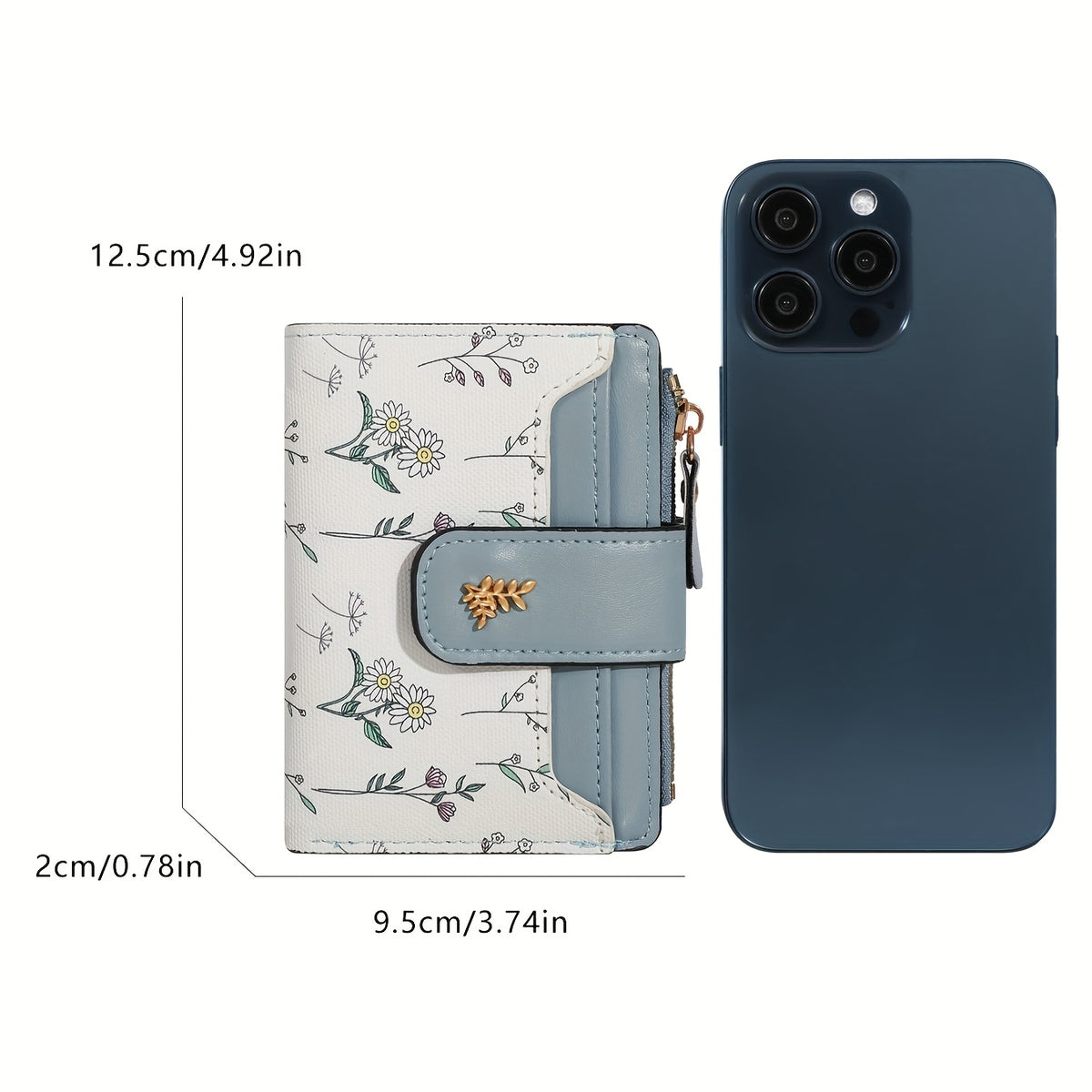 floral print hardware button bifold wallet temu
