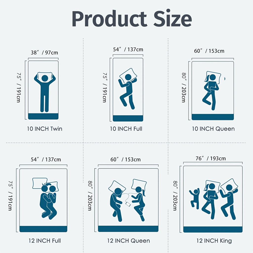 10 12 inch full queen size memory foam mattress