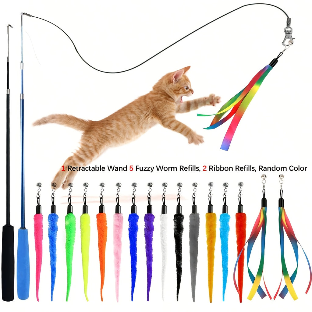 8pcs set interactive cat toy set cat teaser wand 1