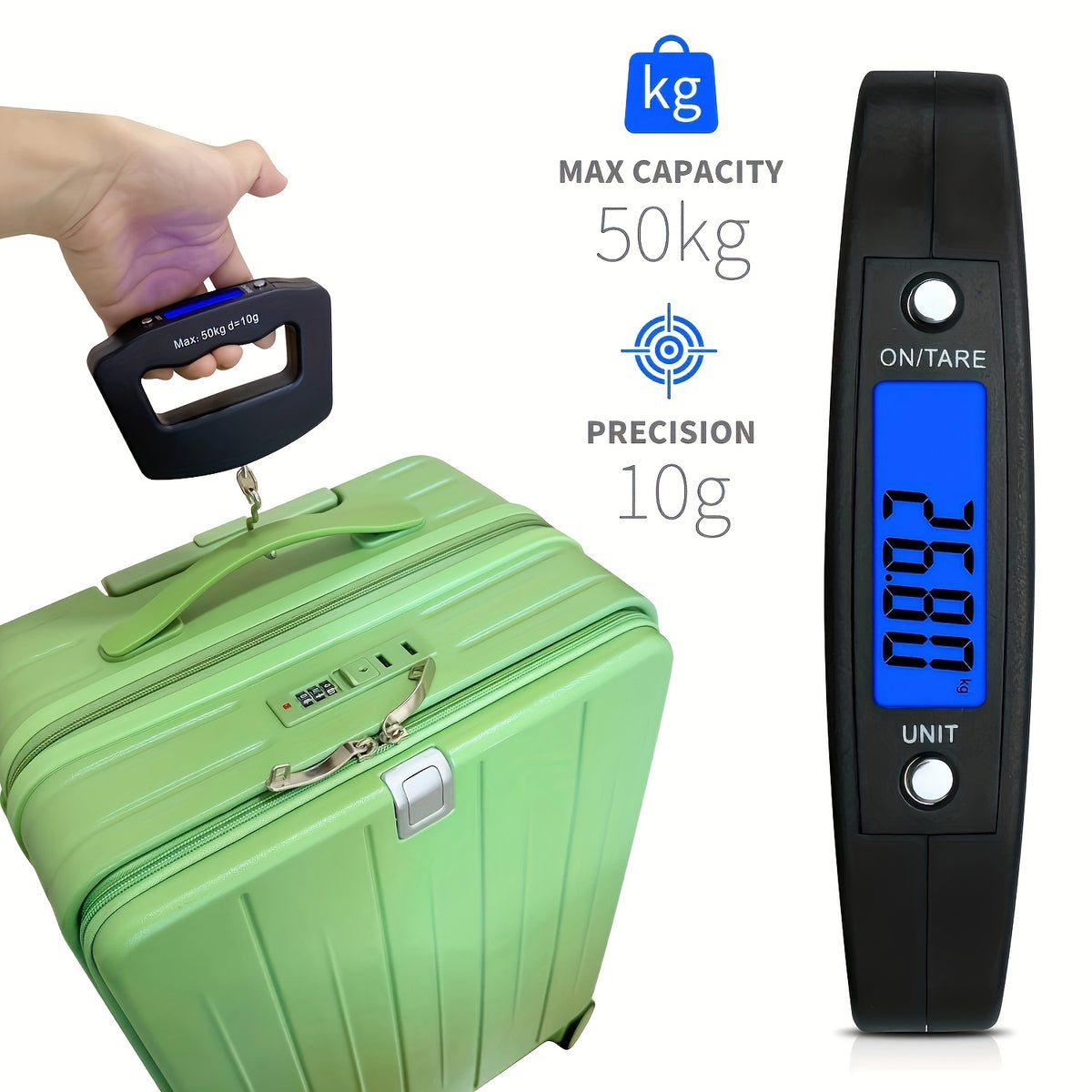 1pc 110 lbs 50 kg digital hand luggage hanging scale