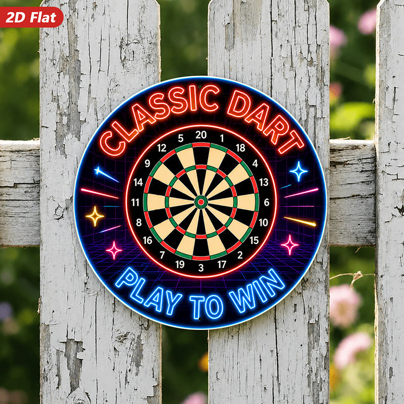 2d flat 1pc retro   game wall sign round dartboard