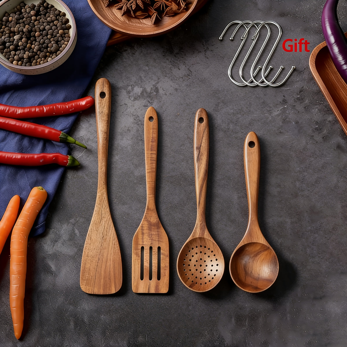 10 4 piece wooden kitchen utensil set natural wooden spoons