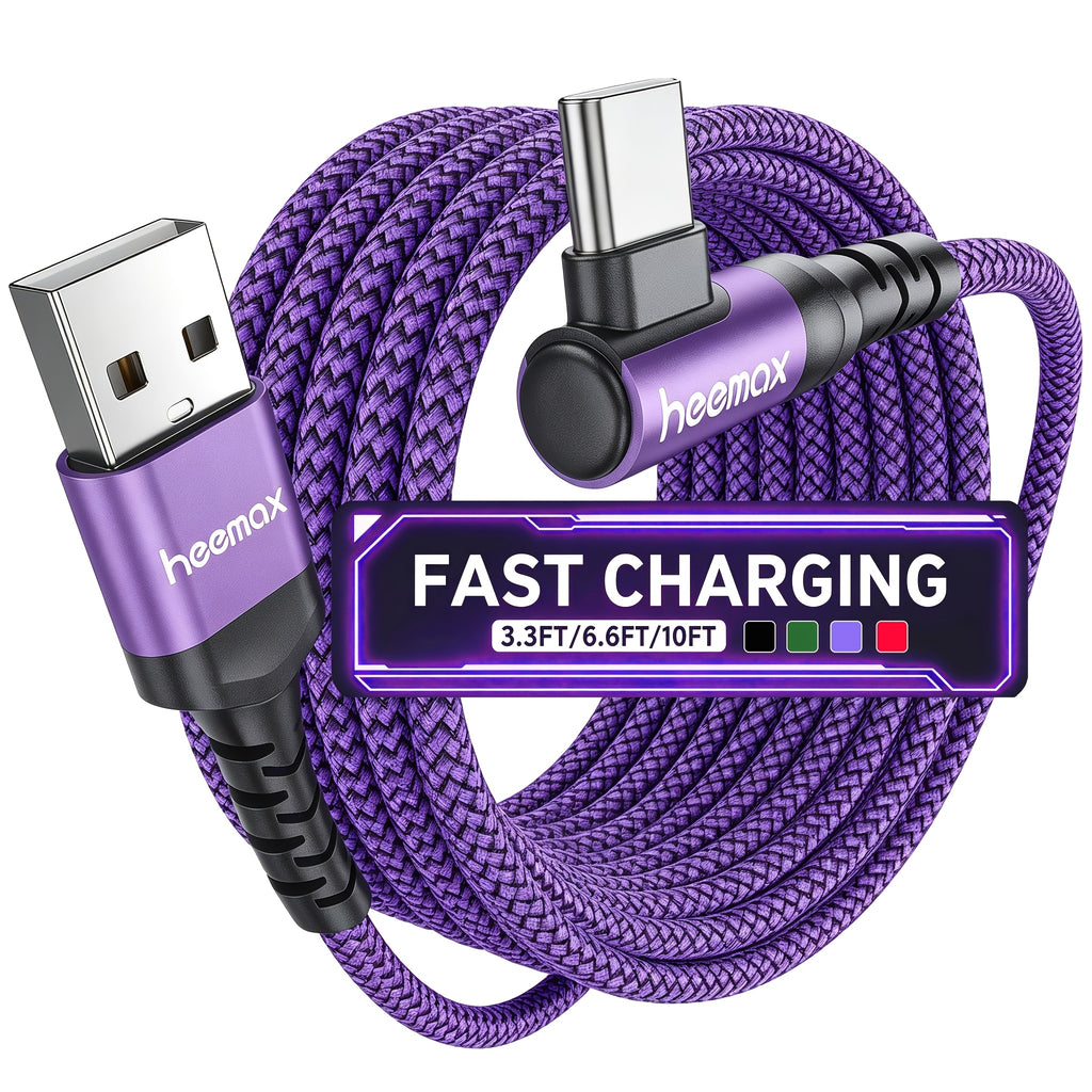 90 degree usb c charging cable 3a fast charging right angle