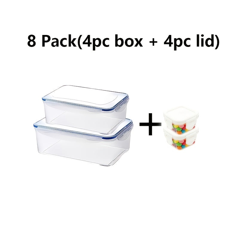 8pcs 4 lids 4 containers transparent stackable food storage
