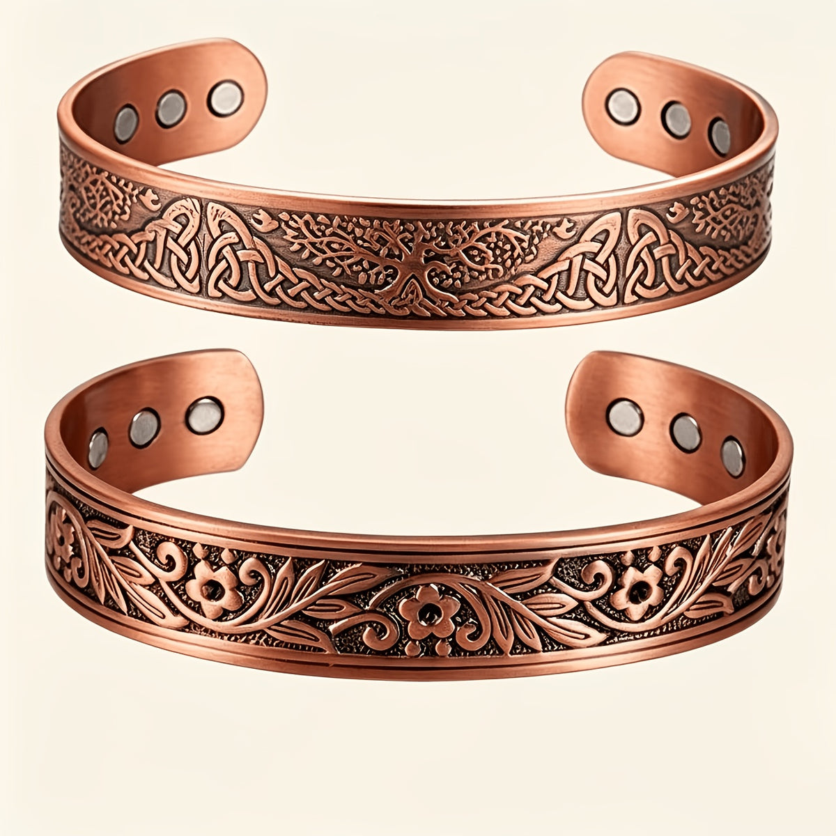 2pcs vintage red copper open end